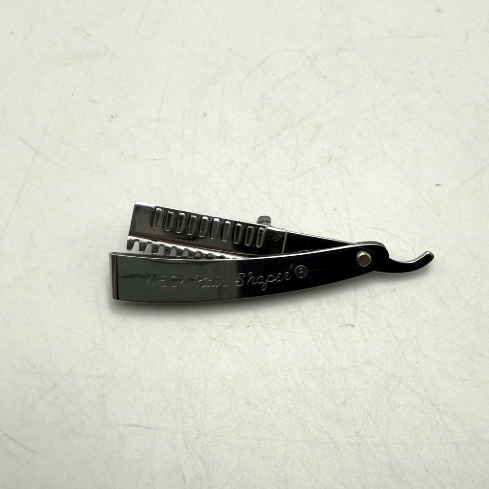 Vintage Weck Hair Shaper Straight Razor Pin Brooch Silver Tone Barber Stylist